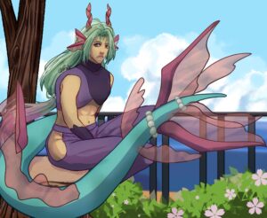 Personaje propio, hombre sirena en su forma terrestre - Digital, programa Ibis Paint Pro